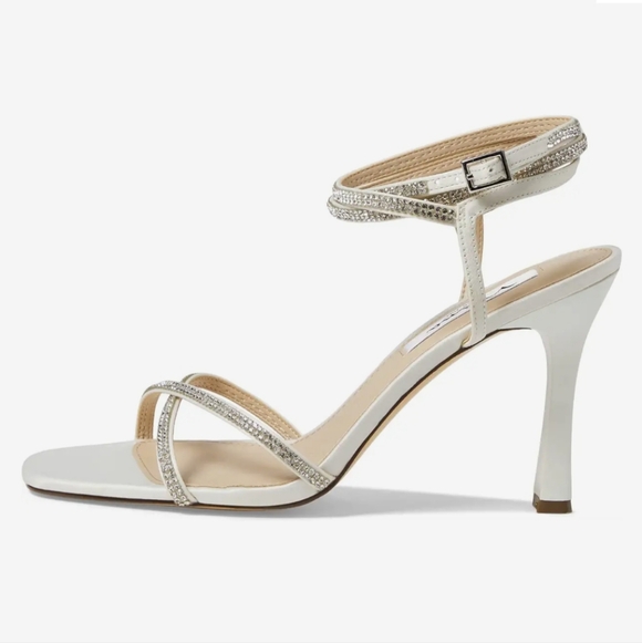 Nina Denise Ivory Ankle Wrap Rhinestone Embellished Stiletto Heels New Size 8 - Picture 4 of 9